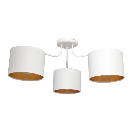 Luster prisadený ALBA 3xE27/15W/230V biela/zlatá