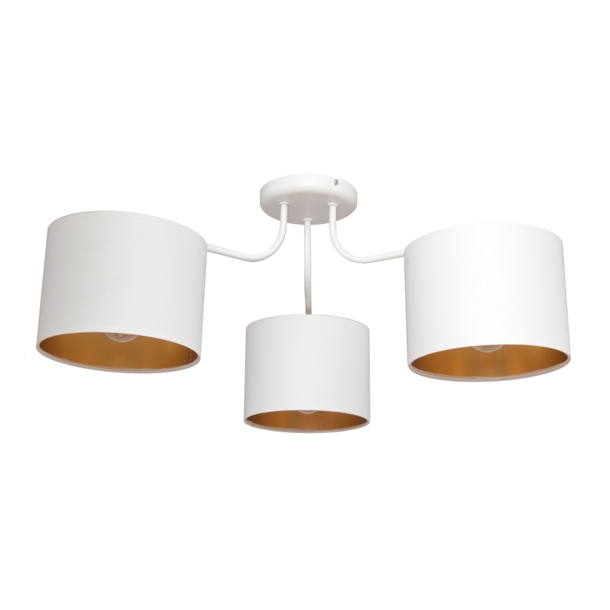 Luster prisadený ALBA 3xE27/15W/230V biela/zlatá