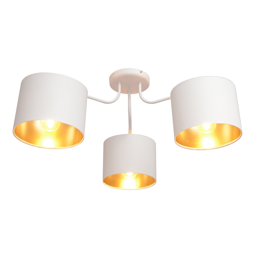 Luster prisadený ALBA 3xE27/15W/230V biela/zlatá