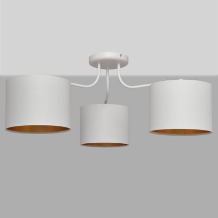 Luster prisadený ALBA 3xE27/15W/230V biela/zlatá