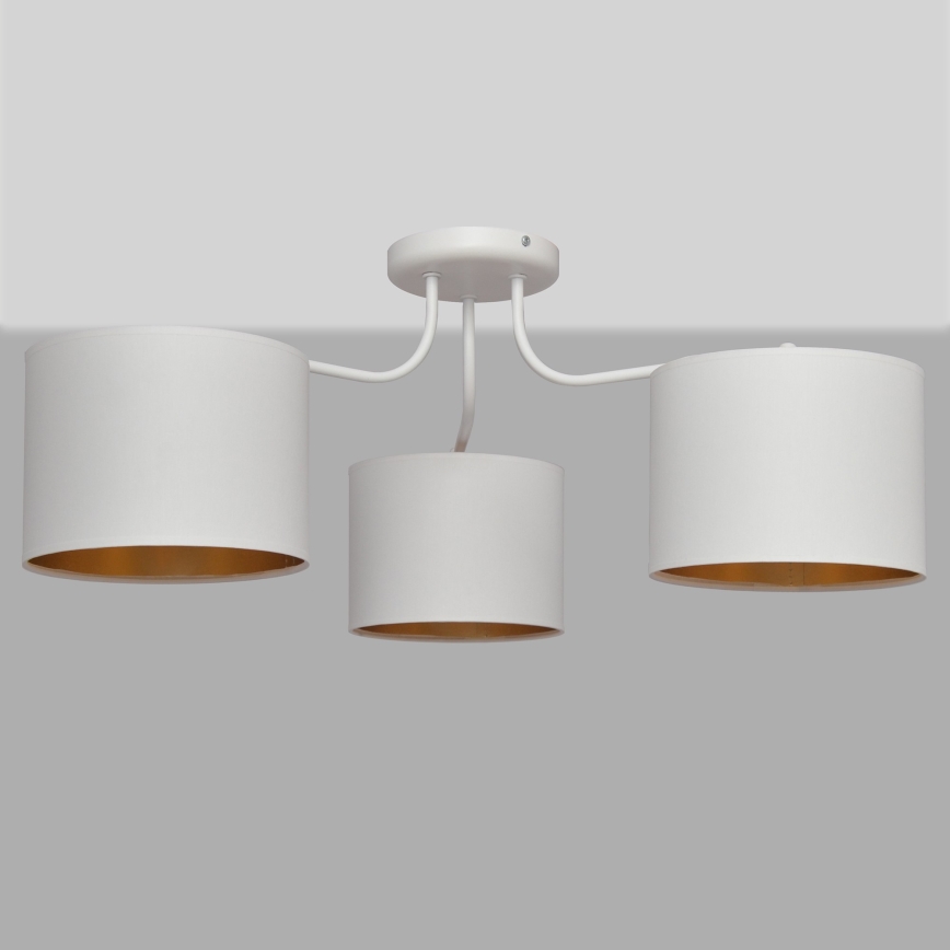 Luster prisadený ALBA 3xE27/15W/230V biela/zlatá