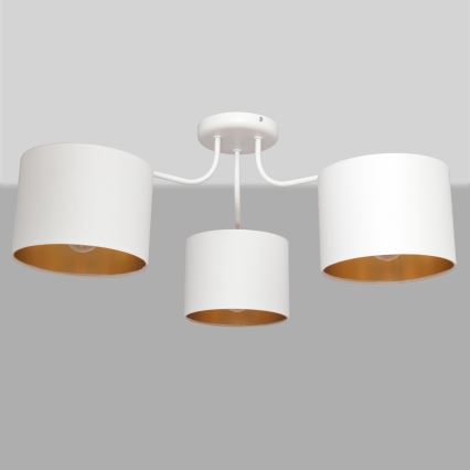 Luster prisadený ALBA 3xE27/15W/230V biela/zlatá