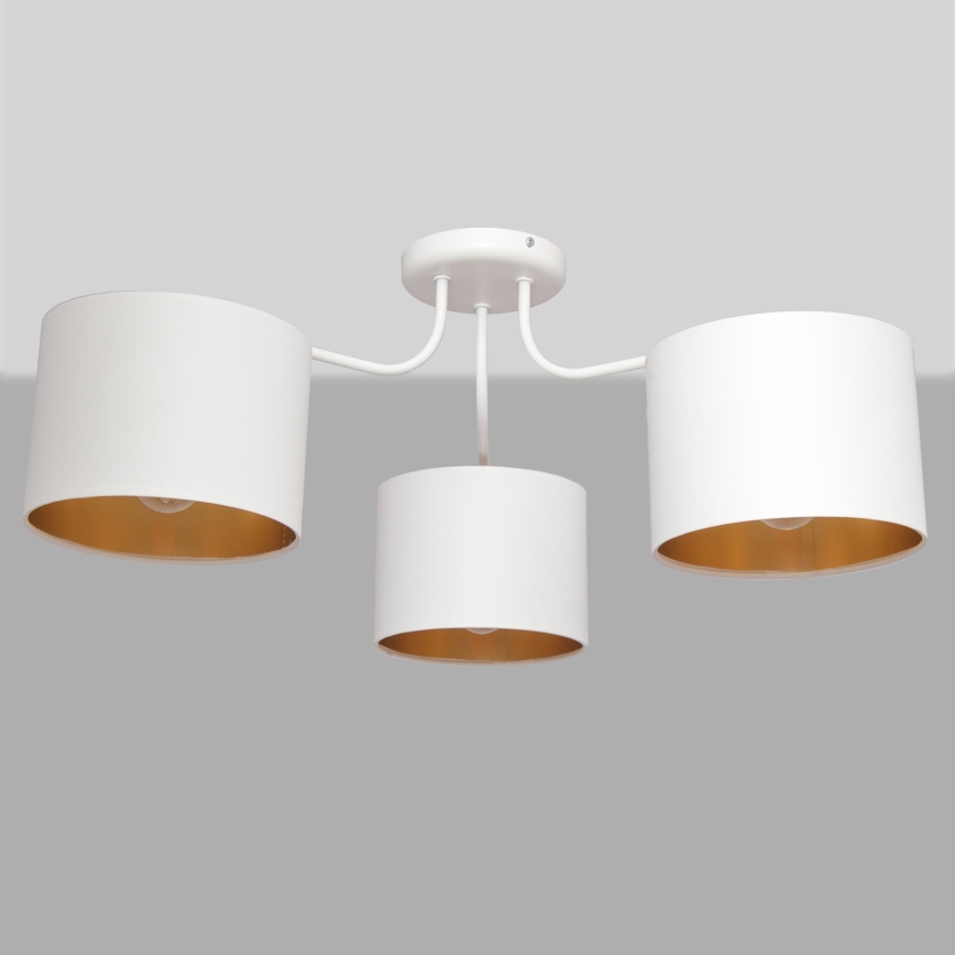 Luster prisadený ALBA 3xE27/15W/230V biela/zlatá
