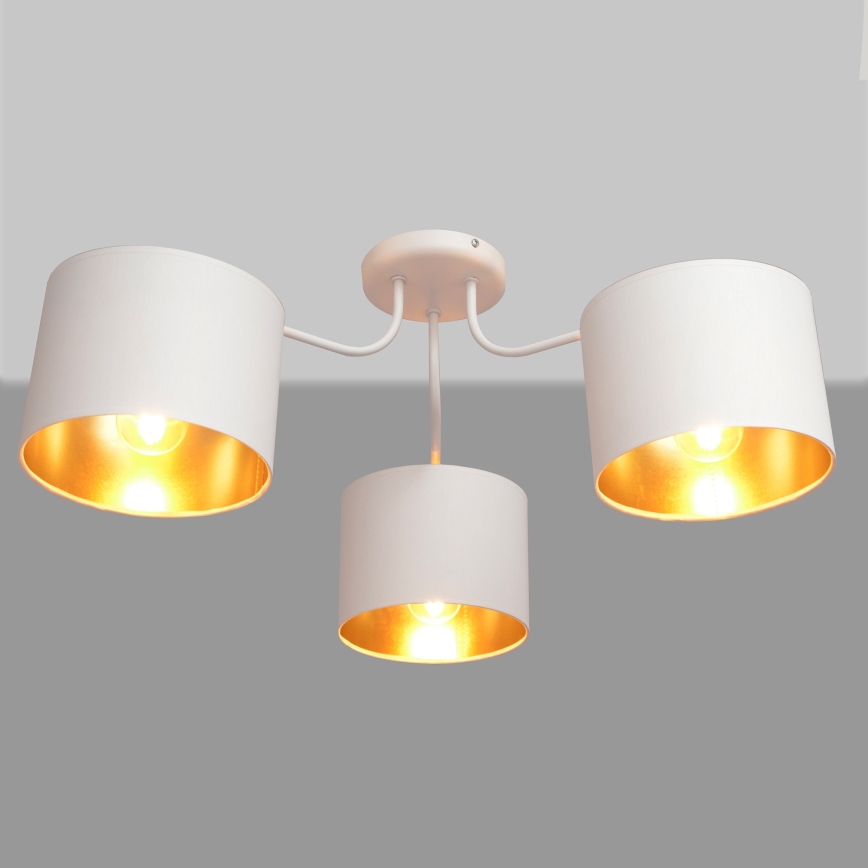Luster prisadený ALBA 3xE27/15W/230V biela/zlatá