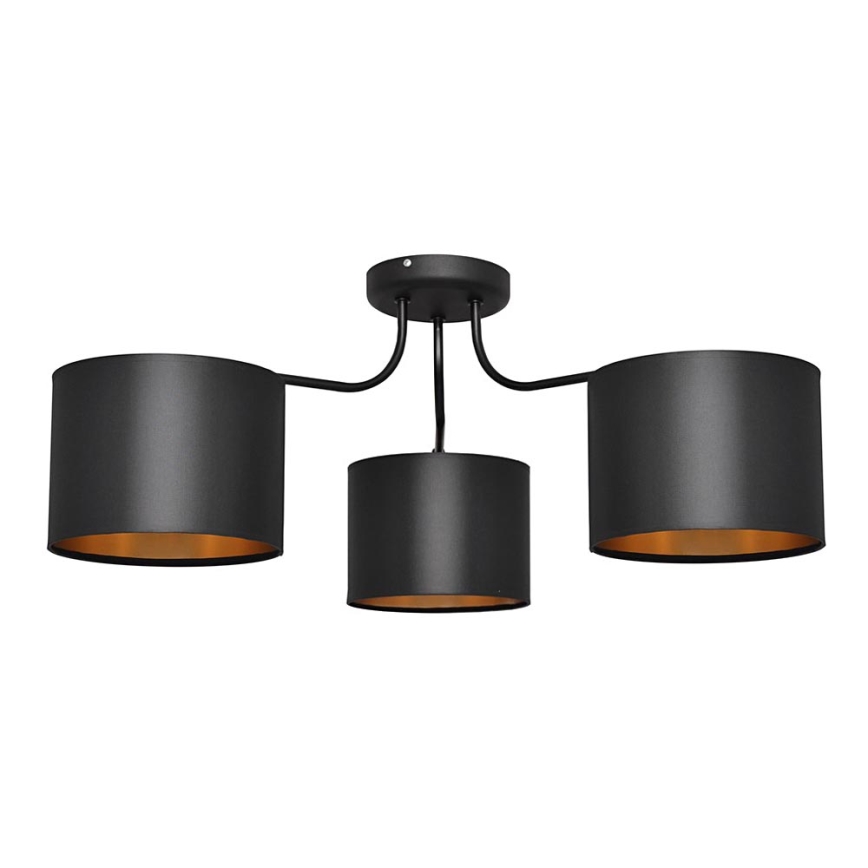 Luster prisadený ALBA 3xE27/15W/230V čierna/zlatá