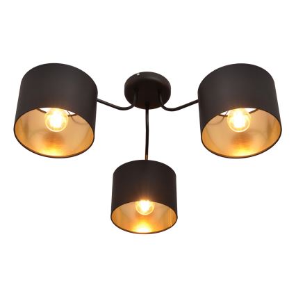 Luster prisadený ALBA 3xE27/15W/230V čierna/zlatá