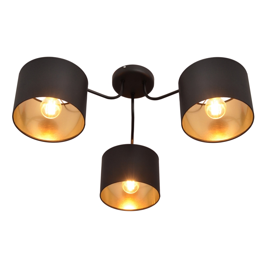 Luster prisadený ALBA 3xE27/15W/230V čierna/zlatá