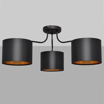 Luster prisadený ALBA 3xE27/15W/230V čierna/zlatá