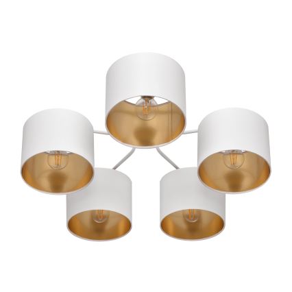 Luster prisadený ALBA 5xE27/15W/230V biela/zlatá