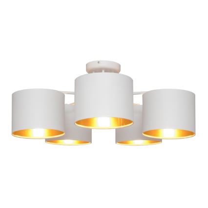 Luster prisadený ALBA 5xE27/15W/230V biela/zlatá