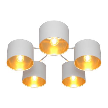 Luster prisadený ALBA 5xE27/15W/230V biela/zlatá