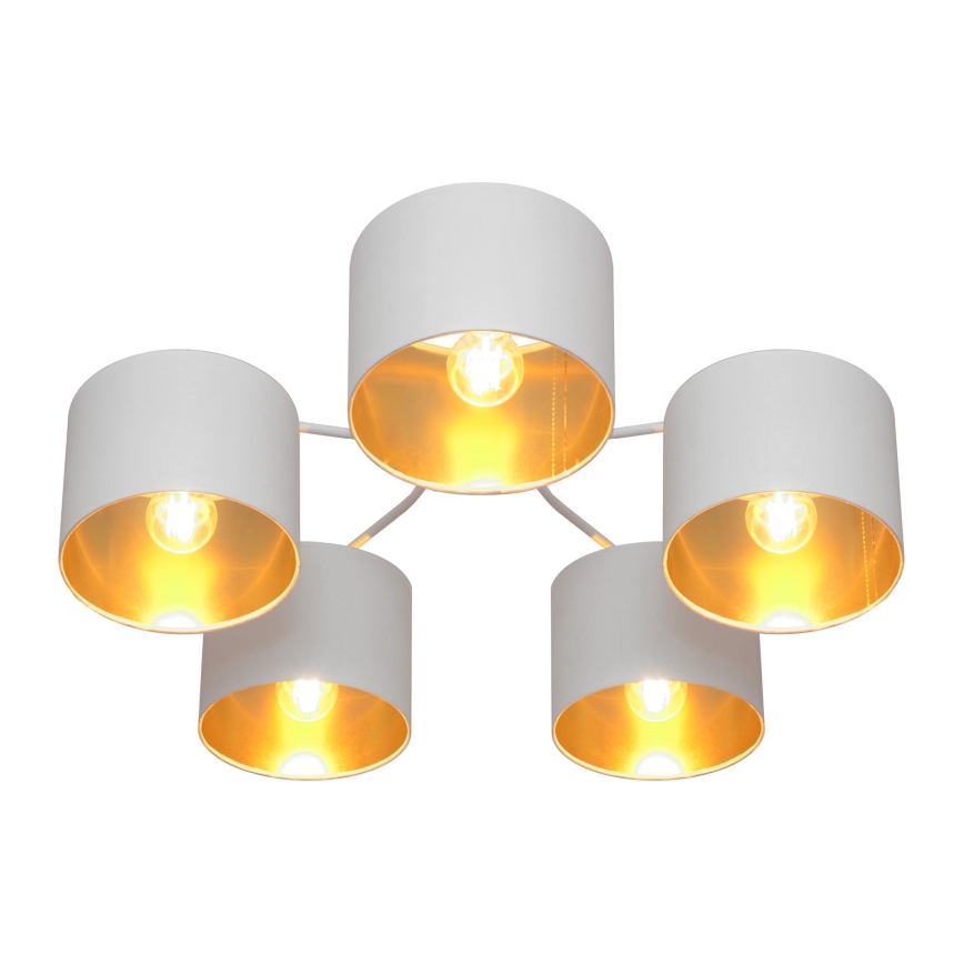 Luster prisadený ALBA 5xE27/15W/230V biela/zlatá