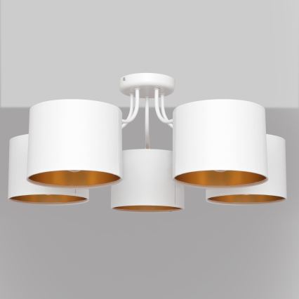 Luster prisadený ALBA 5xE27/15W/230V biela/zlatá