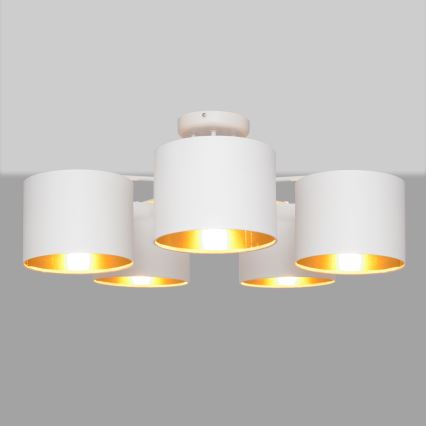 Luster prisadený ALBA 5xE27/15W/230V biela/zlatá