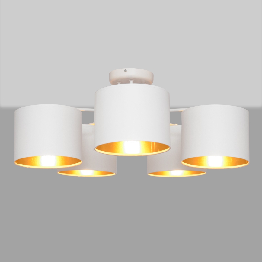 Luster prisadený ALBA 5xE27/15W/230V biela/zlatá