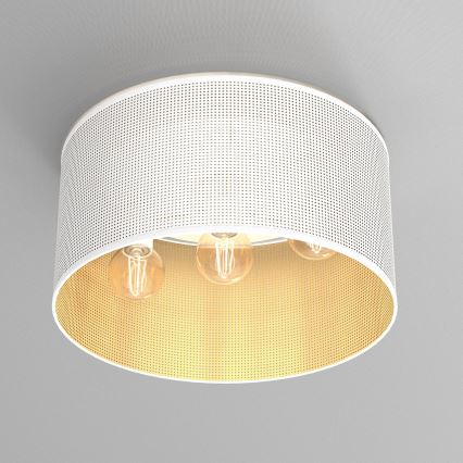 Luster prisadený LOFT SHADE 3xE27/60W/230V biela/zlatá