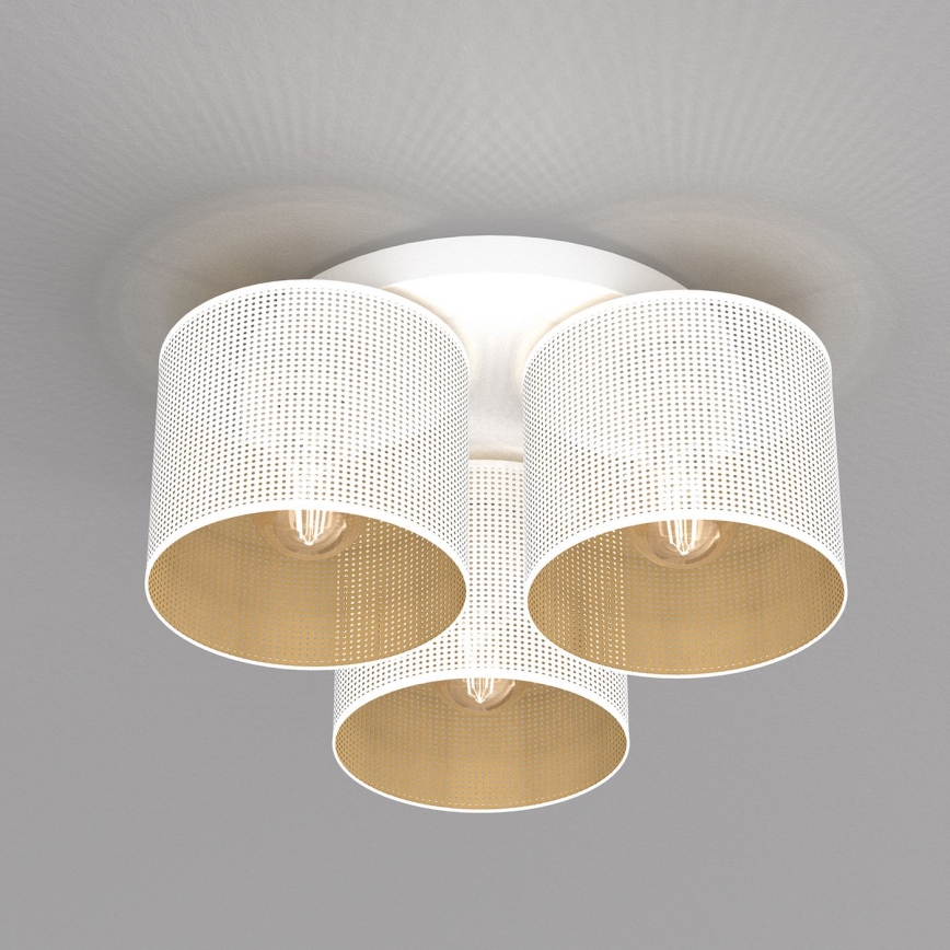 Luster prisadený LOFT SHADE 3xE27/60W/230V biela/zlatá