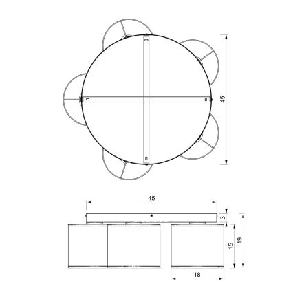 Luster prisadený LOFT SHADE 5xE27/60W/230V čierna/zlatá