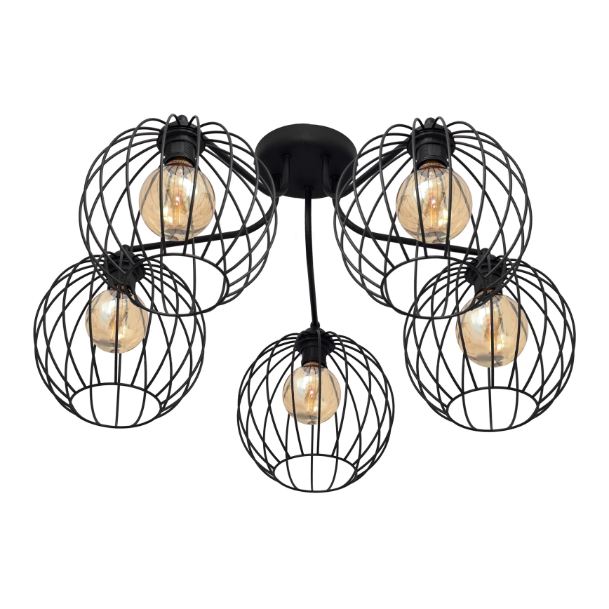 Luster prisadený MERCURE 5xE27/15W/230V čierna