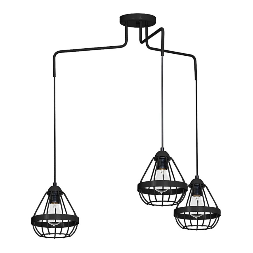 Luster RING 3xE27/60W/230V pavúk čierny