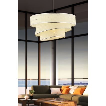 Lustra na lanku COUPER 1xE27/60W/230V biela/lesklý chróm