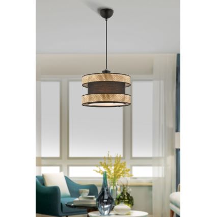 Lustra na lanku HALO 1xE27/60W/230V hnedá/béžová