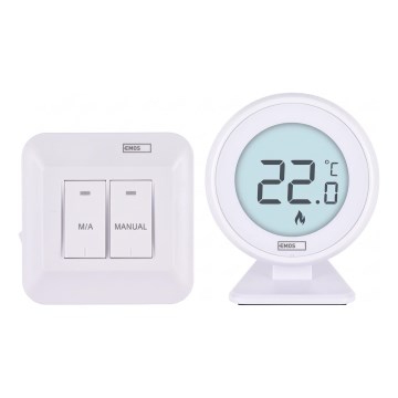 Manuálny bezdrôtový izbový termostat 230V/16A 2xAA biely