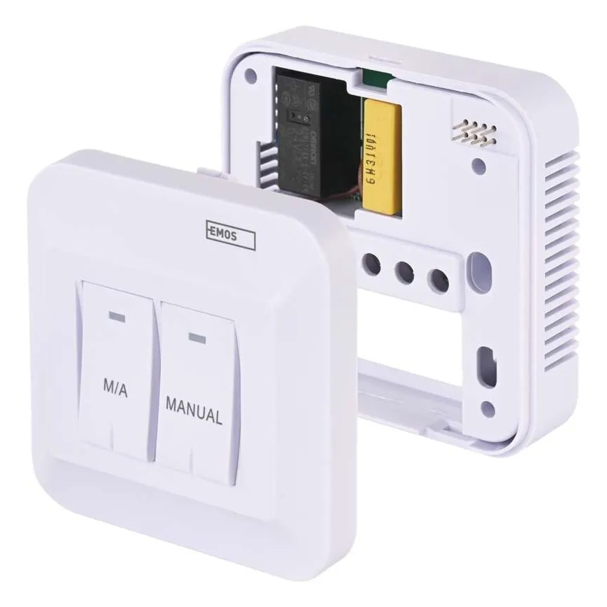 Manuálny bezdrôtový izbový termostat 230V/16A 2xAA biely