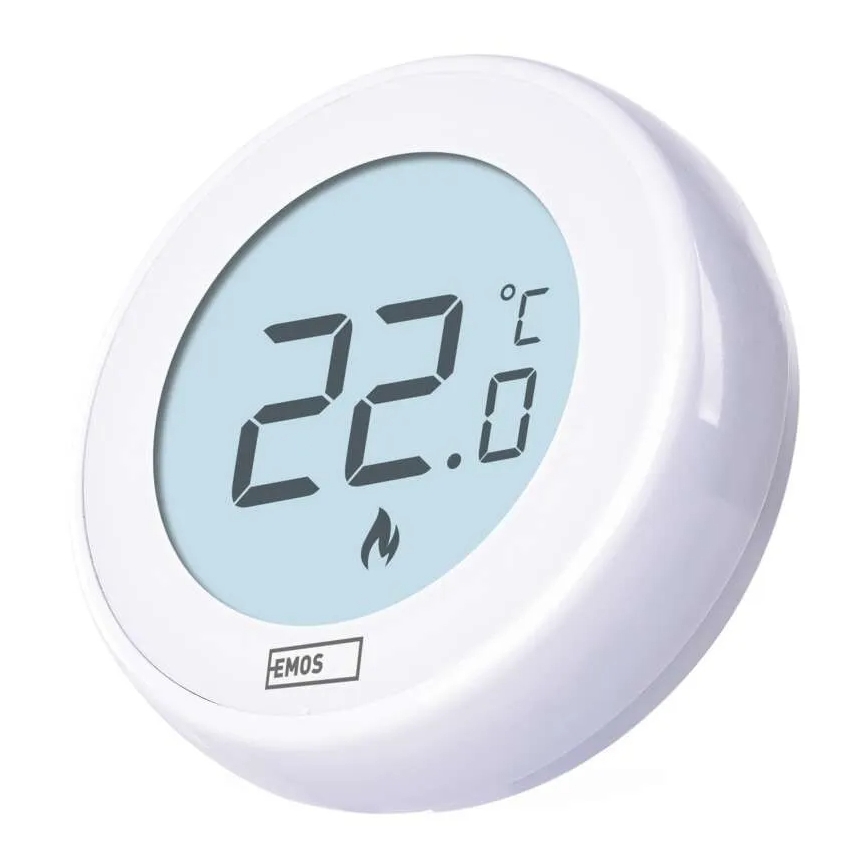 Manuálny izbový termostat 230 V/6 A, napájanie 2× AA, biely