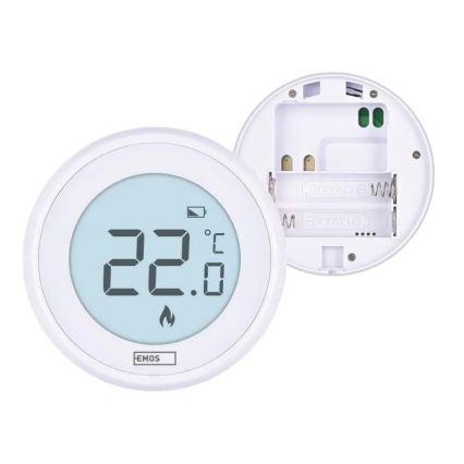 Manuálny izbový termostat 230 V/6 A, napájanie 2× AA, biely