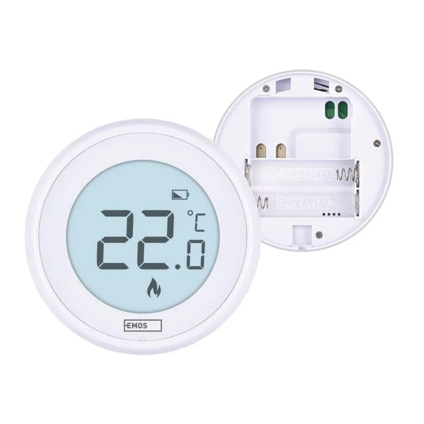 Manuálny izbový termostat 230 V/6 A, napájanie 2× AA, biely