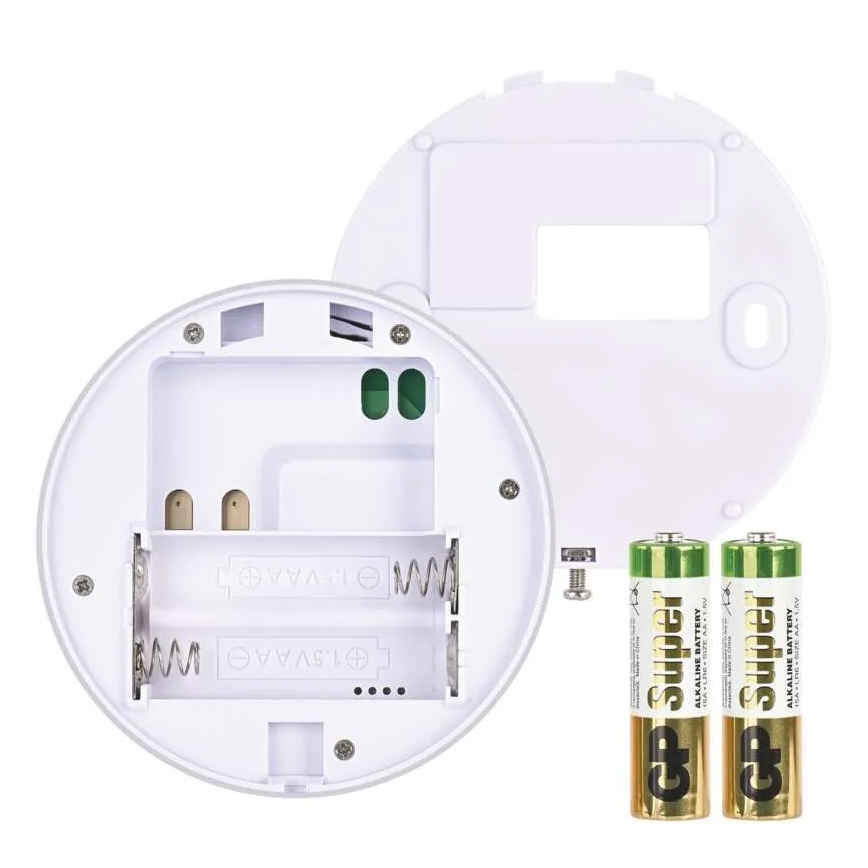 Manuálny izbový termostat 230 V/6 A, napájanie 2× AA, biely