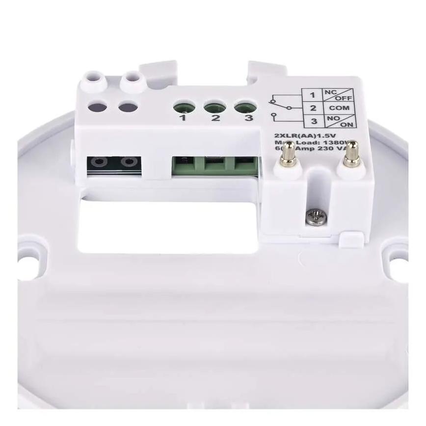 Manuálny izbový termostat 230 V/6 A, napájanie 2× AA, biely