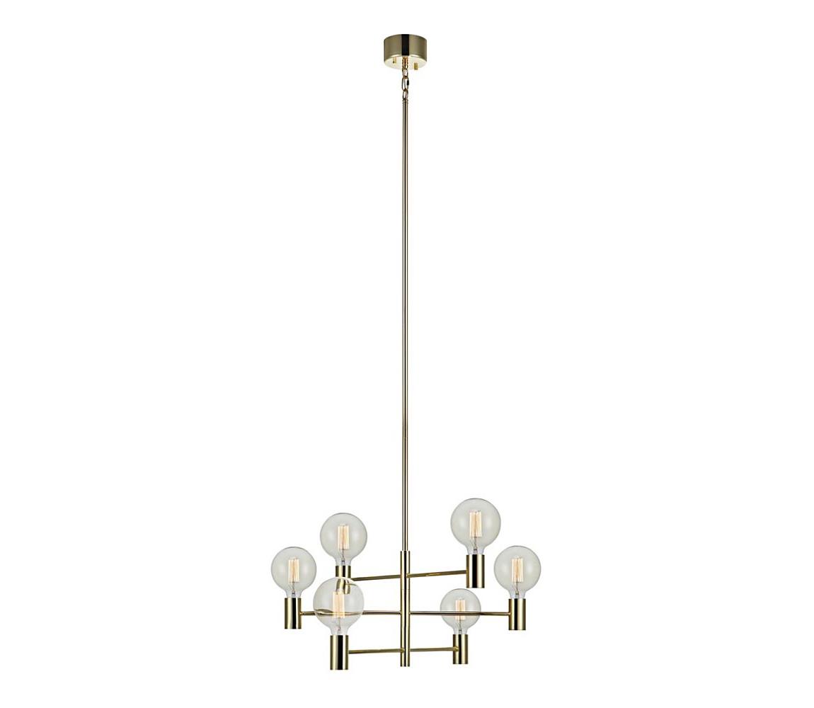 Markslöjd Markslöjd 106418 - Luster na tyči CAPITAL 6xE27/60W/230V mosadz