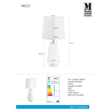 Markslöjd 106623 - Stolná lampa NICCI 1xE14/40W/230V
