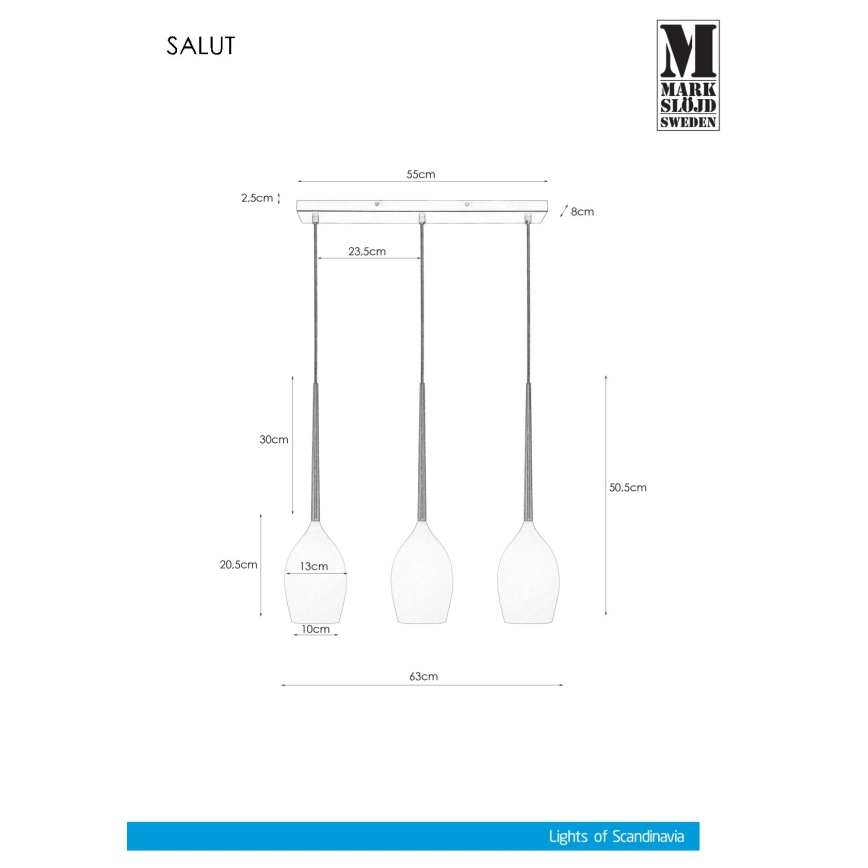 Markslöjd 106808 - Luster na lanku SALUTE 3xE14/40W/230V