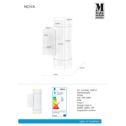 Markslöjd 106914 - LED Vonkajšie nástenné svietidlo NOVA 2xLED/5,5W/230V IP44