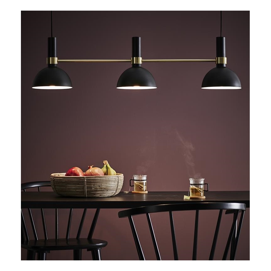Markslöjd 106971 - Luster na lanku LARRY 3xE27/60W/230V čierna/zlatá