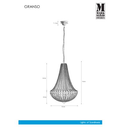 Markslöjd 107028 - Krištáľový luster na reťazi GRÄNSÖ 3xE14/40W/230V