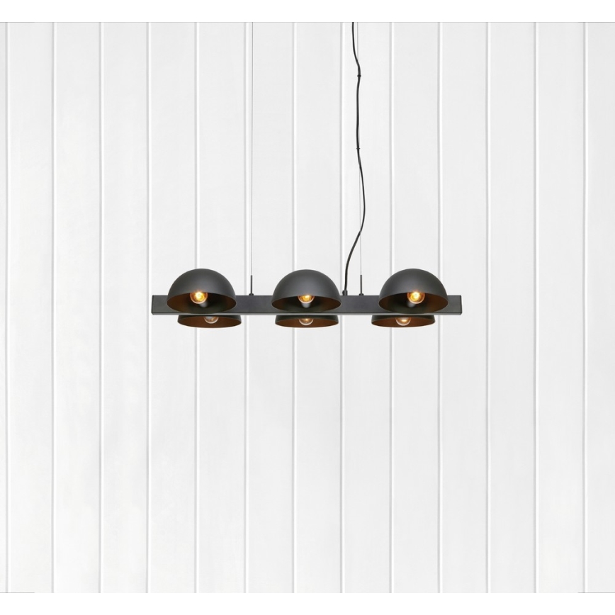 Markslöjd 107138 - Luster na lanku FLAMINGO 6xE14/40W/230V čierna