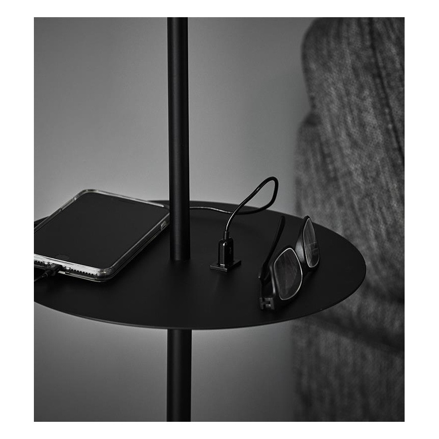 Markslöjd 107307 - Stojacia lampa s USB LINEAR 1xE14/40W/230V