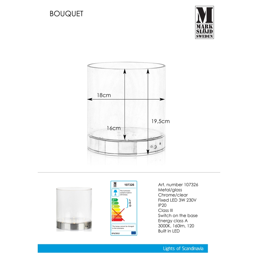 Markslöjd 107326 - LED Stolná lampička BOUQUET LED/3W/230V