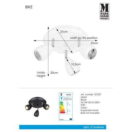 Markslöjd 107337 - Bodové svietidlo BIKE 3xGU10/12W/230V