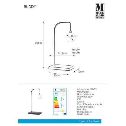 Markslöjd 107493 - Stolná lampa BUDDY 1xG9/18W/230V