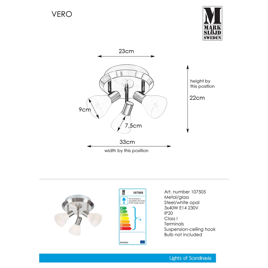 Markslöjd 107505 - Bodové svietidlo VERO 3xE14/40W/230V lesklý chróm