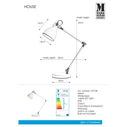 Markslöjd 107738 - Stolná lampa HOUSE 1xE27/40W/230V