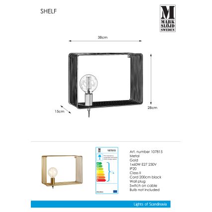 Markslöjd 107815 - Nástenné svietidlo SHELF 1xE27/60W/230V