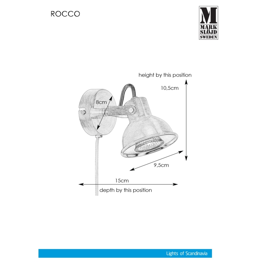 Markslöjd 107853 - Nástenné bodové svietidlo ROCCO 1xGU10/7W/230V