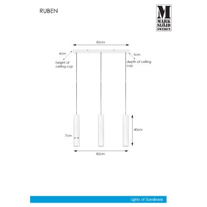Markslöjd 107883 - Luster na lanku RUBEN 3xGU10/35W/230V