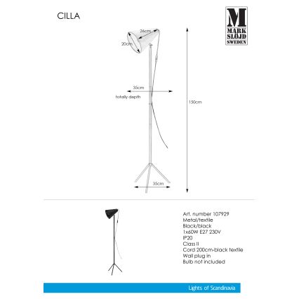 Markslöjd 107929 - Stojacia lampa CILLA 1xE27/60W/230V